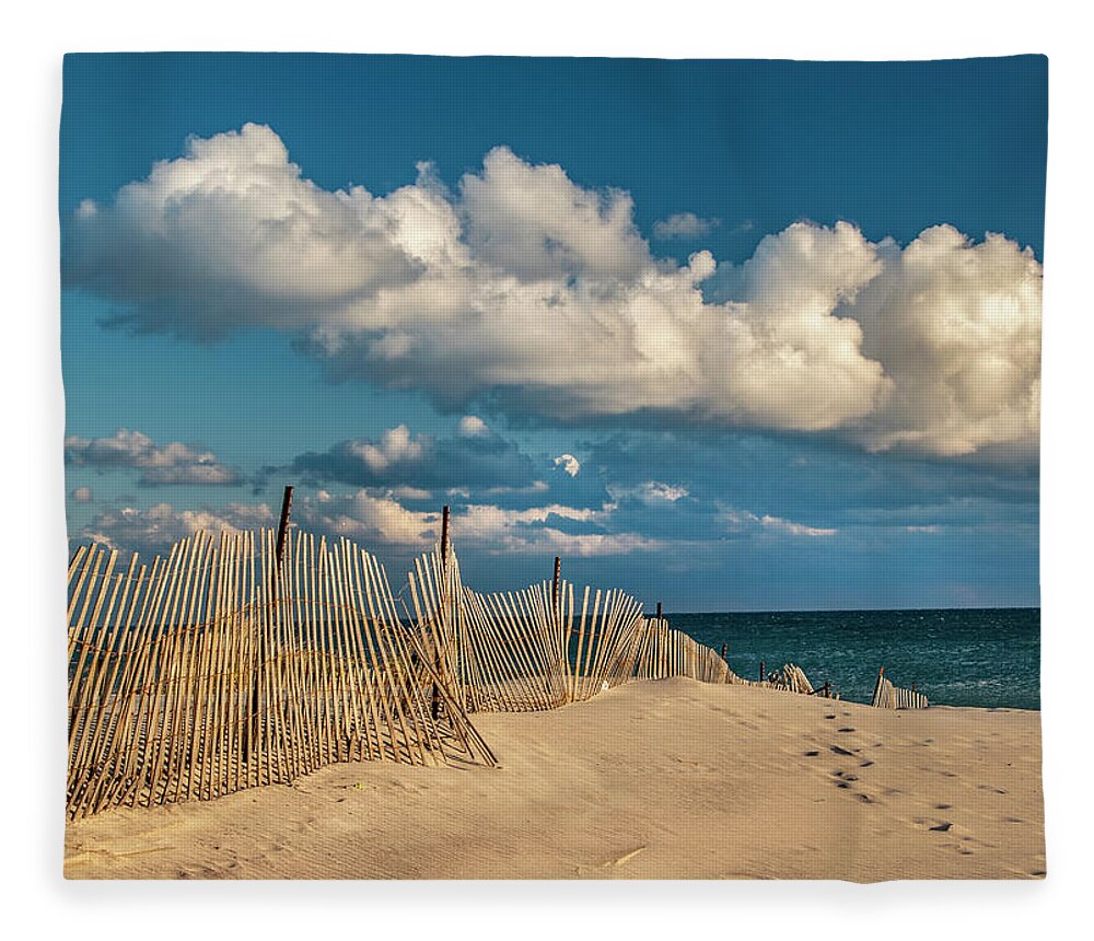Beach Fleece Blanket featuring the photograph Crooked Fence by Cathy Kovarik