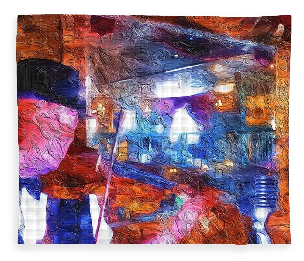  Fleece Blanket featuring the mixed media Crooner Luc Ponte by Bencasso Barnesquiat