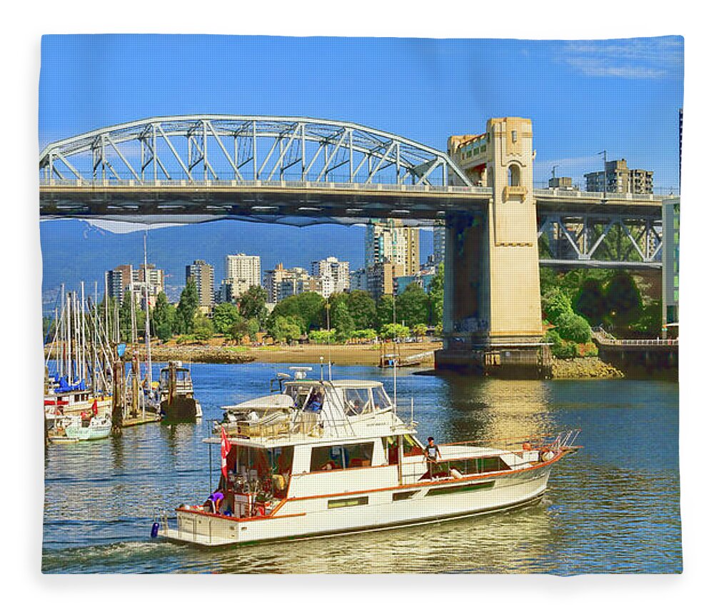 Vancouver Fleece Blanket featuring the photograph Crossing False Creek in Grandville Island Harbour in Vancouver, Canada by Ola Allen