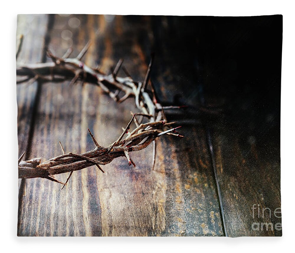 Jesus Fleece Blanket featuring the photograph Crown of Sacrifice by Stephanie Frey
