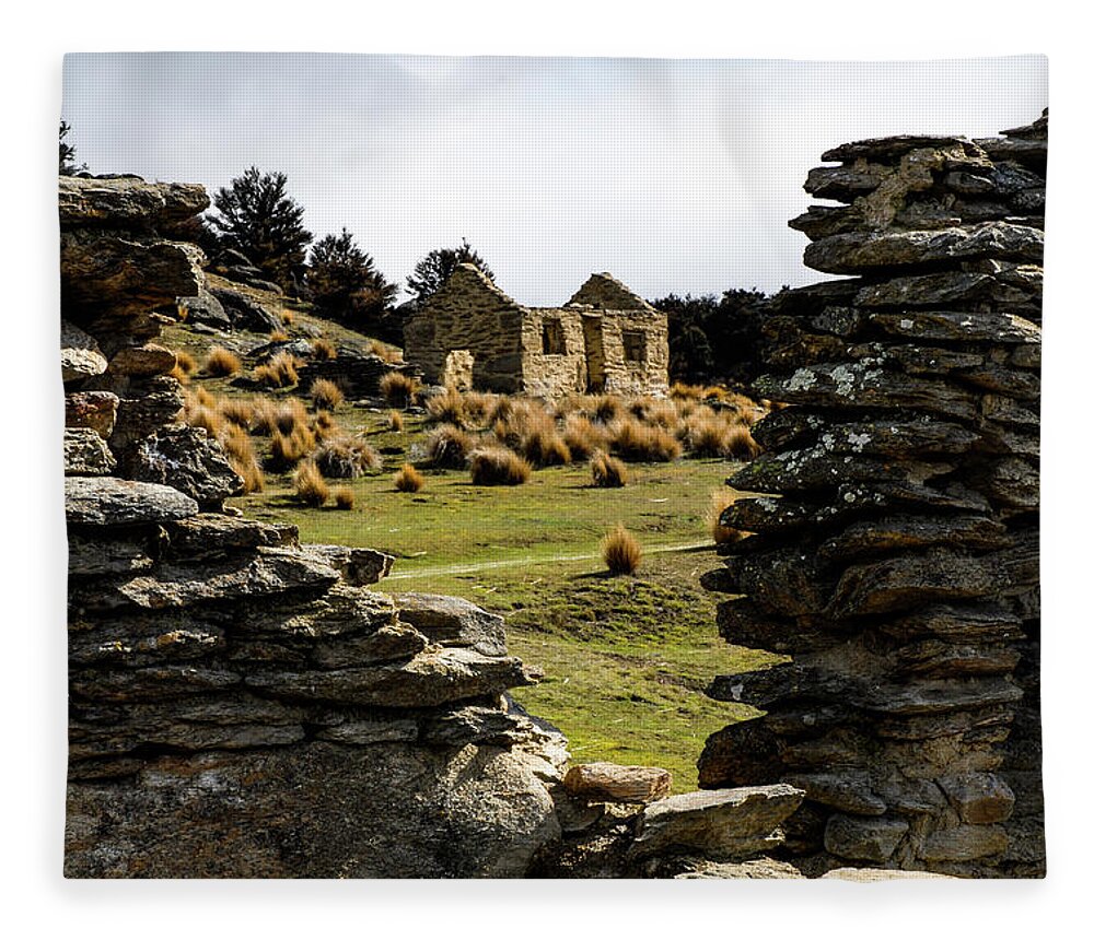 Abandoned Fleece Blanket featuring the photograph Crumbling Down - Abandoned Ghost Town, South Island, New Zealand  by Earth And Spirit