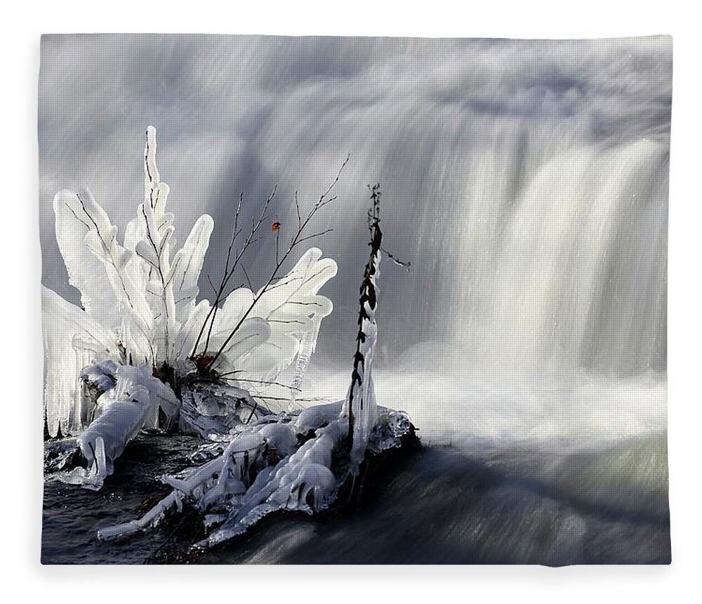 Ice Fleece Blanket featuring the photograph Crystal Coating by John Meader