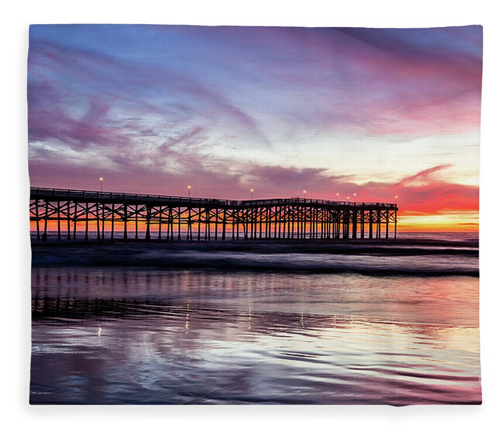 Architecture Fleece Blanket featuring the photograph Crystal Pier Sunset by David Levin