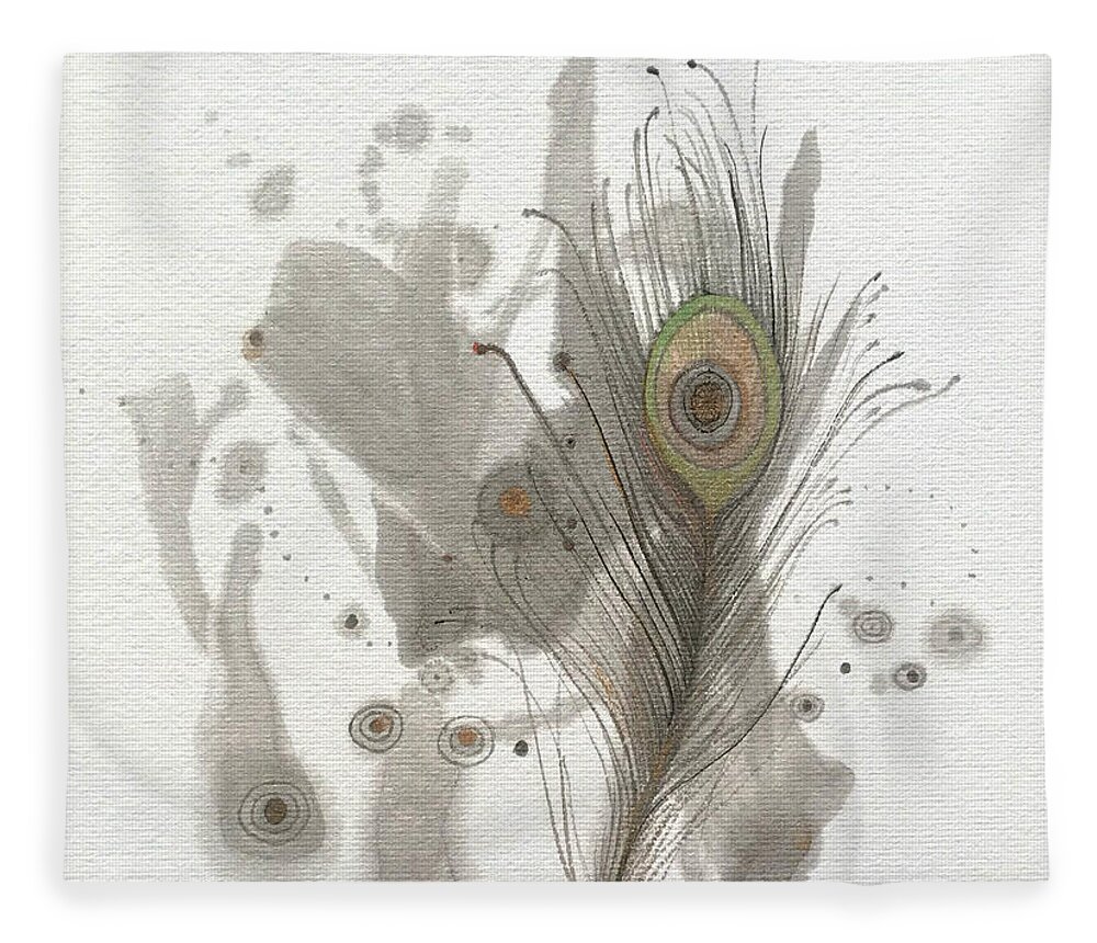 Japanese Fleece Blanket featuring the painting Cure1 by Fumiyo Yoshikawa
