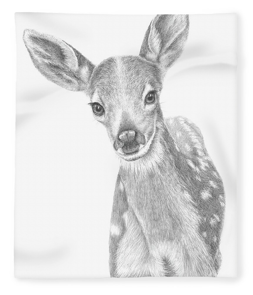 Fawn Fleece Blanket featuring the painting Curious Fawn by Monica Burnette