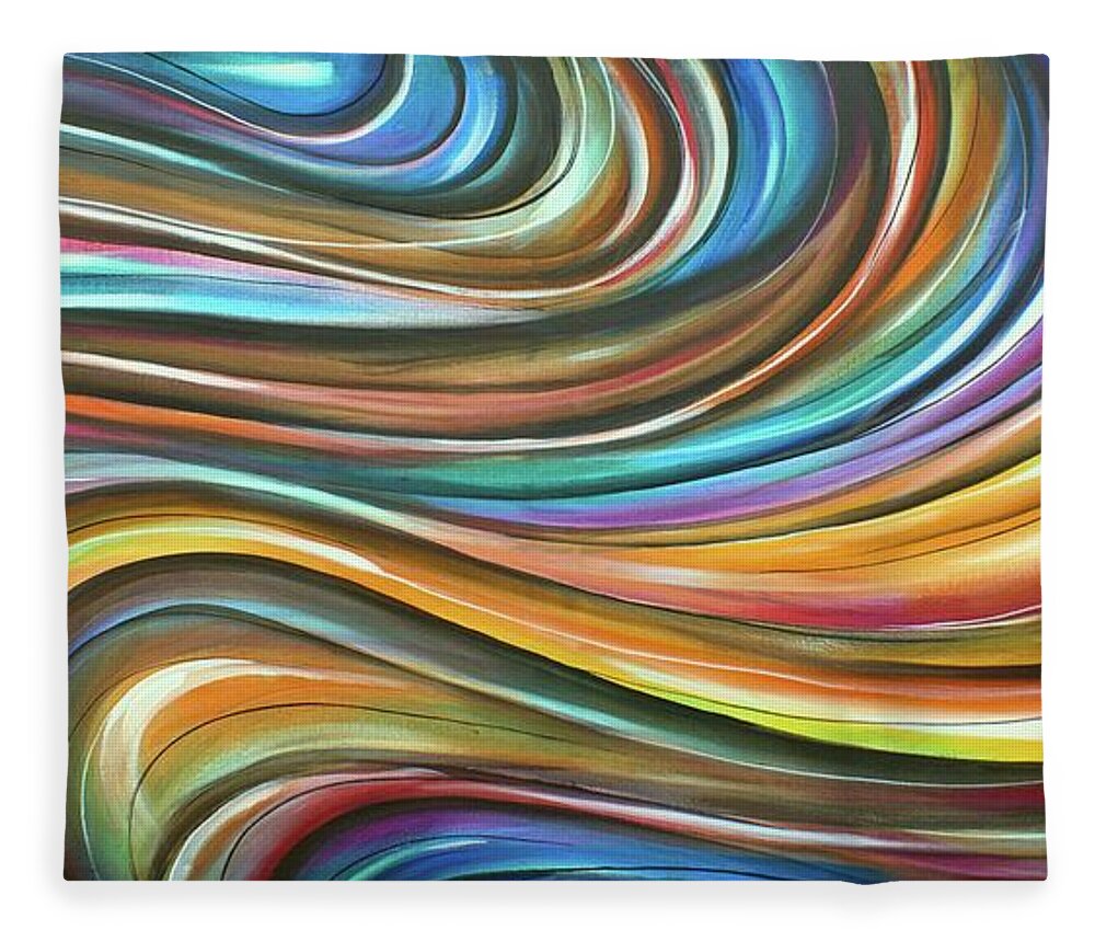 Abstract Fleece Blanket featuring the painting Current by Michael Lang