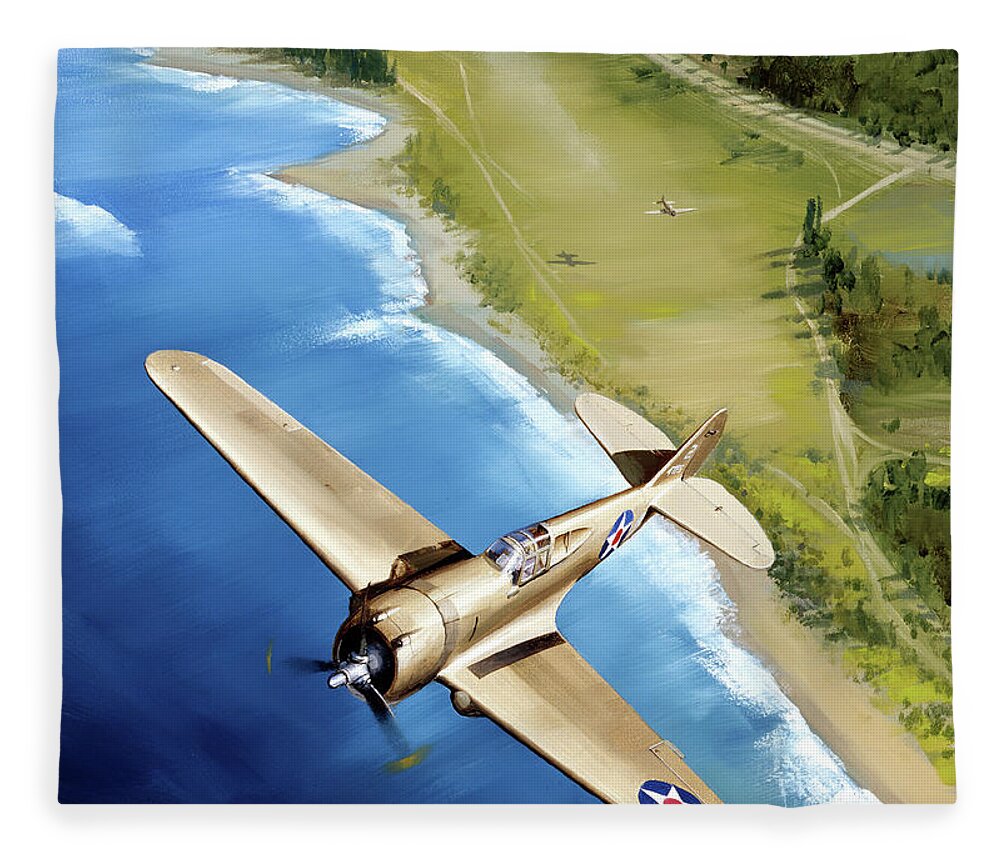 Military Aircraft Fleece Blanket featuring the painting Curtiss P-36A Hawk by Jack Fellows