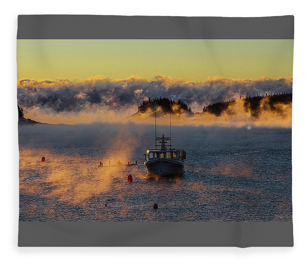 Sea Smoke Fleece Blanket featuring the photograph Cutler Harbor Sea Smoke 4 by Marty Saccone