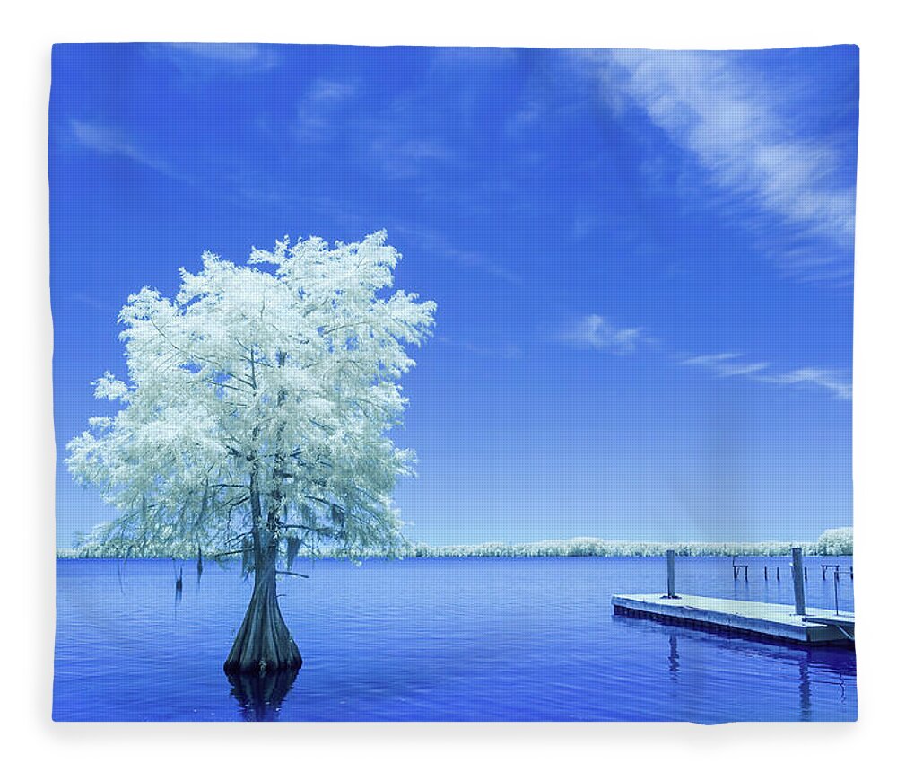 2022 Fleece Blanket featuring the photograph Cypress at Elliott's Landing-Infrared by Charles Hite