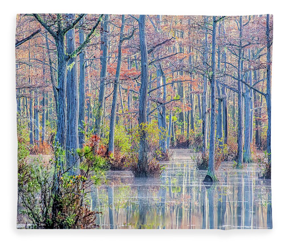 Cypress Trees Fleece Blanket featuring the photograph Cypress Trees 04 by Jim Dollar