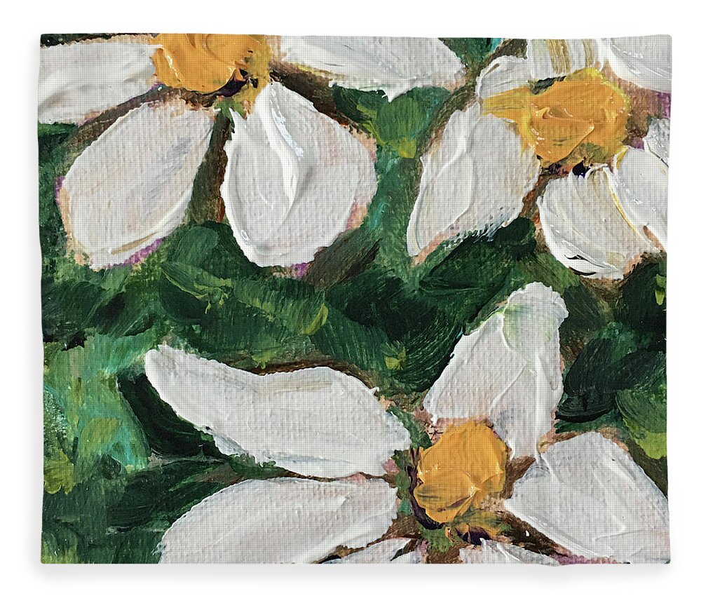 Gardenias Fleece Blanket featuring the painting Daisy Gardenias in Bloom by Roxy Rich
