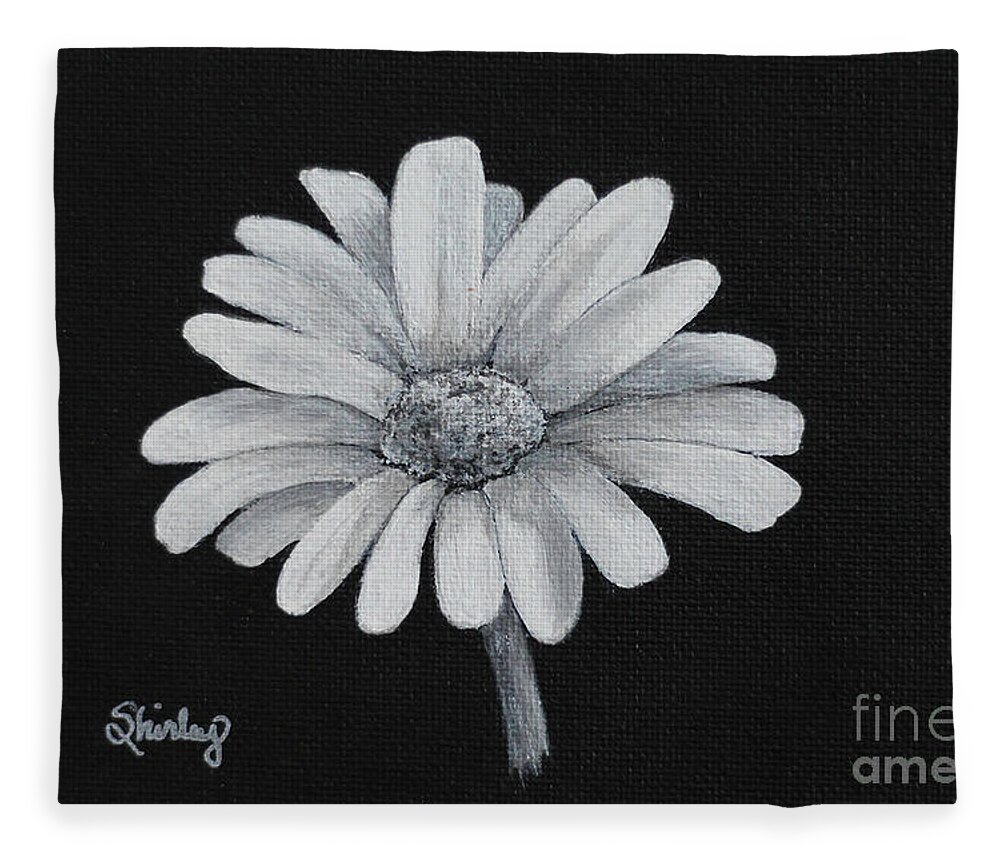 Flower Fleece Blanket featuring the painting Daisy by Shirley Dutchkowski