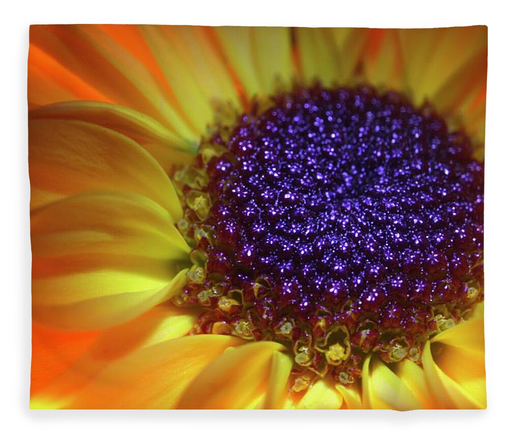Daisy Fleece Blanket featuring the photograph Daisy Yellow Orange by Julie Powell