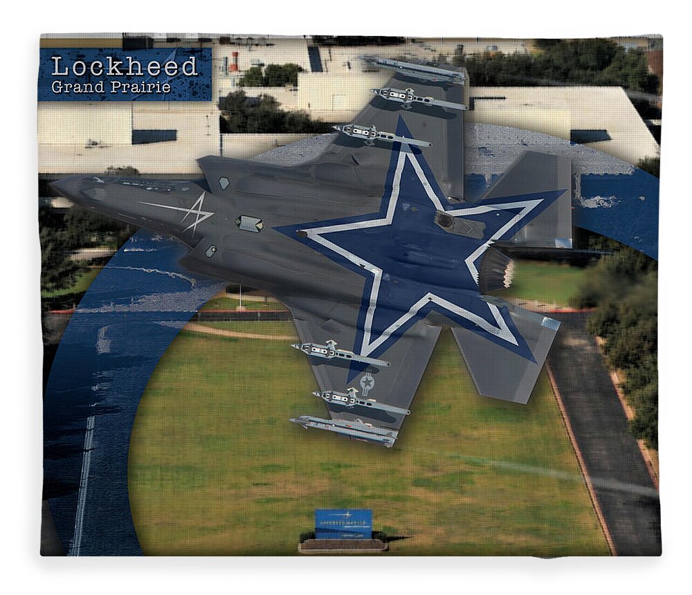 Dallas Cowboys Fleece Blanket featuring the digital art Dallas Cowboys F-35A by Custom Aviation Art