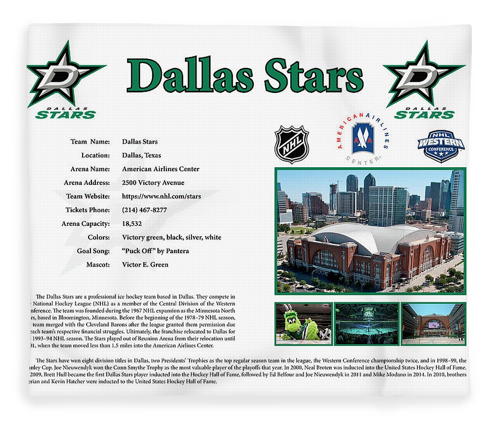Dallas Stars Poster American Airlines Center Print NHL 