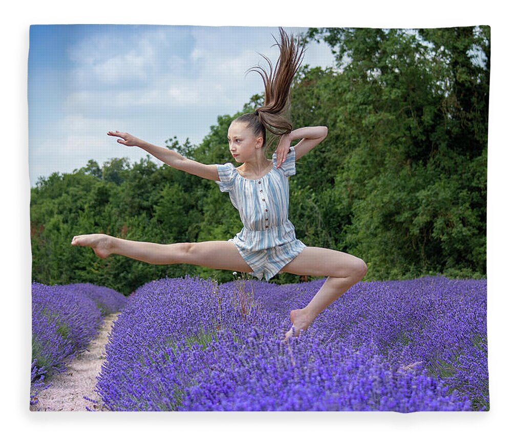 Lavender Fleece Blanket featuring the photograph Dance on the lavender by Andrew Lalchan