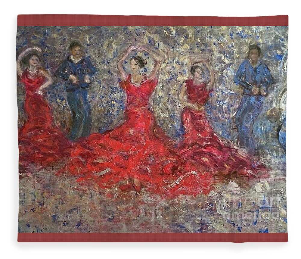 Dancers Fleece Blanket featuring the painting Dancers by Fereshteh Stoecklein