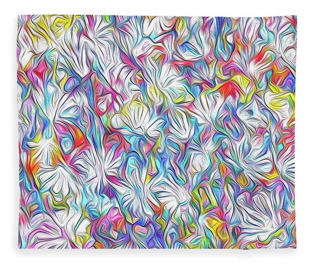 Daisies Fleece Blanket featuring the mixed media Dancing Daisies by Toni Somes