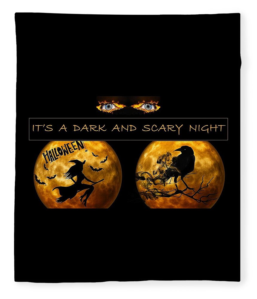 Halloween Fleece Blanket featuring the mixed media Dark and Scary Night by Nancy Ayanna Wyatt