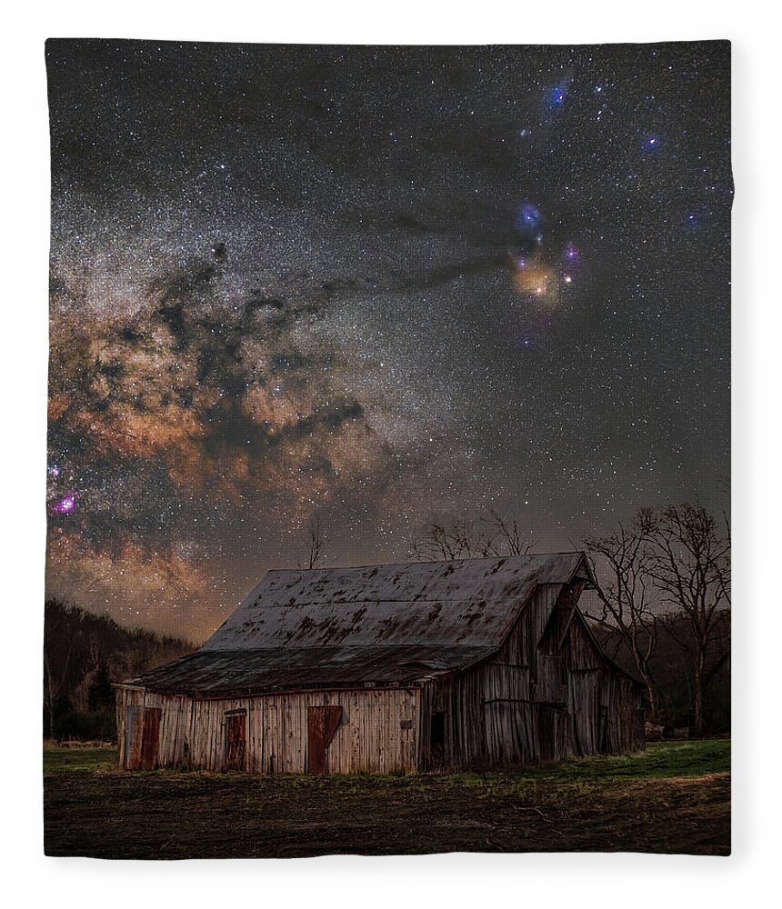 Nightscape Fleece Blanket featuring the photograph Dark Horse and Rho Ophiuchi by Grant Twiss