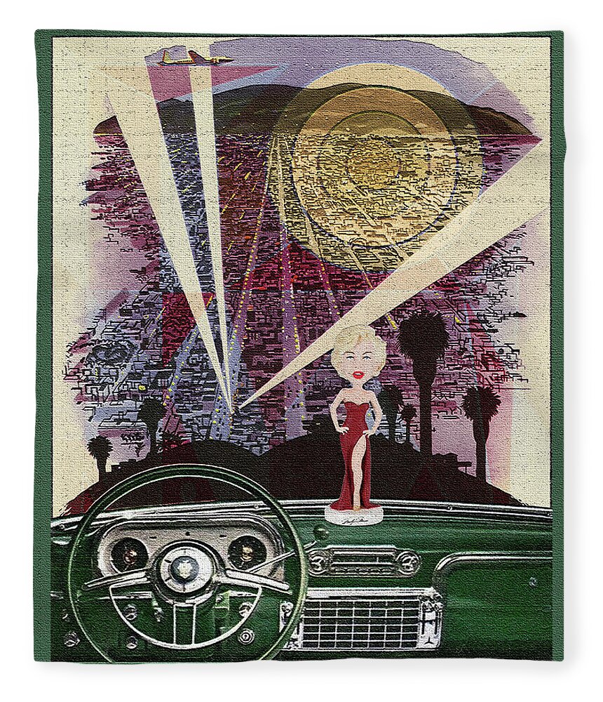 Dashboard Fleece Blanket featuring the digital art Dashboard / Marilyn by David Squibb