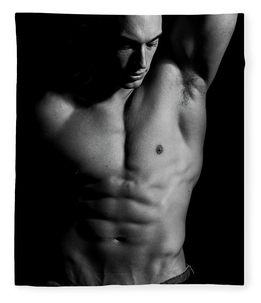Dave Fleece Blanket featuring the photograph Dave the bodybuilder by Jim Whitley