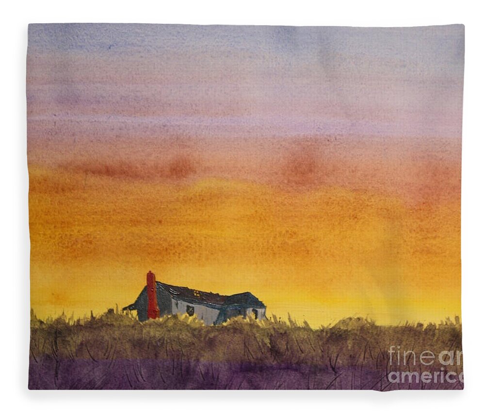 Sunset Fleece Blanket featuring the painting Day is Done by William Renzulli