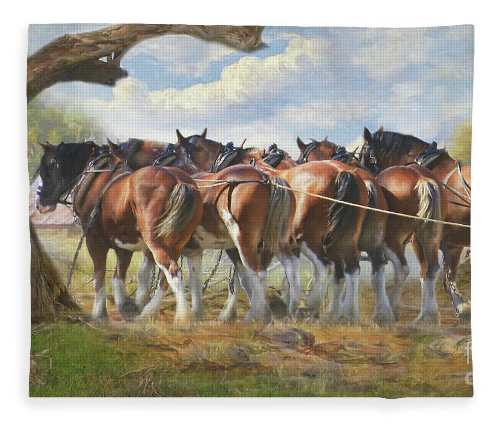 Clydesdale Fleece Blanket featuring the digital art Days Go By by Trudi Simmonds
