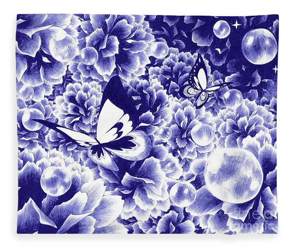 Butterflies Fleece Blanket featuring the drawing Dazzling by Alice Chen