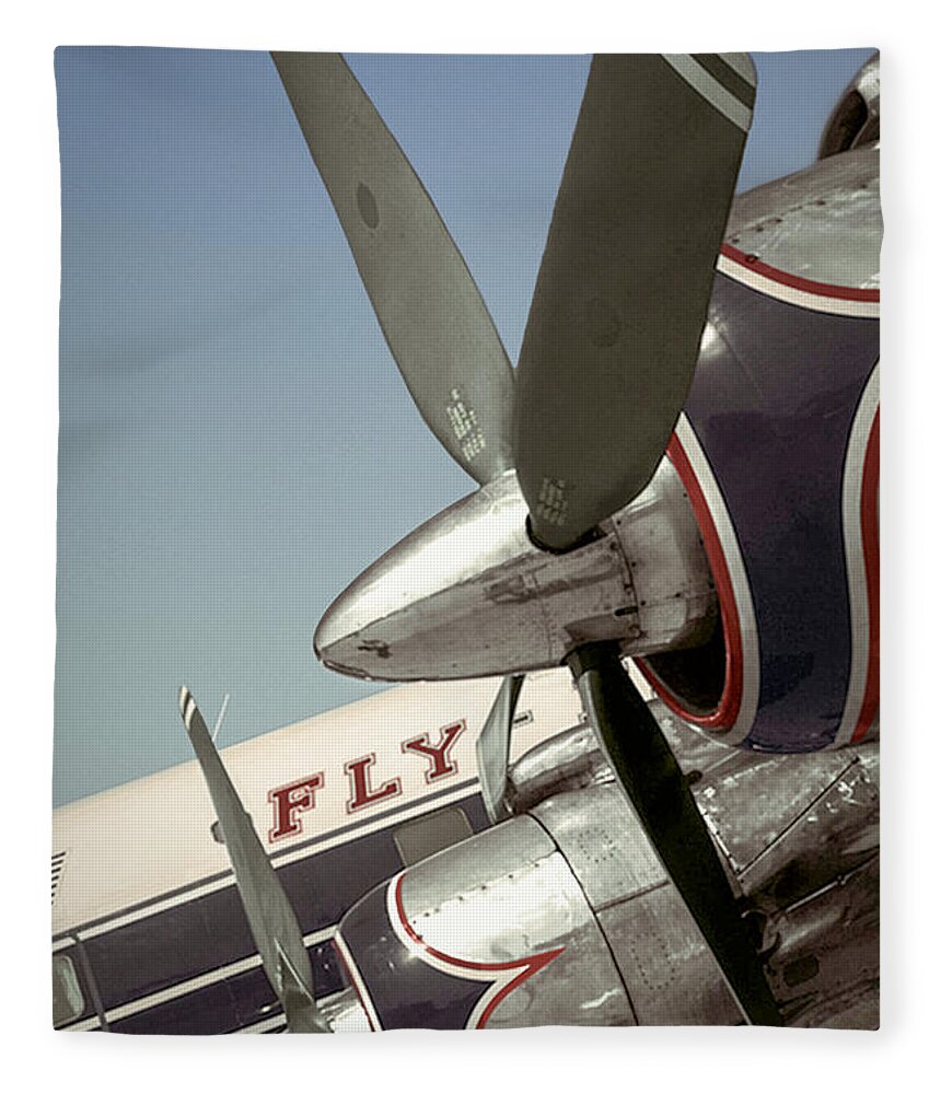 Aviation Fleece Blanket featuring the photograph DC7 Engines by Franchi Torres