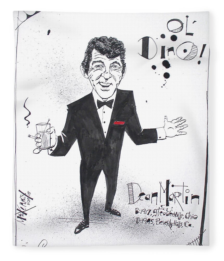  Fleece Blanket featuring the drawing Dean Martin by Phil Mckenney