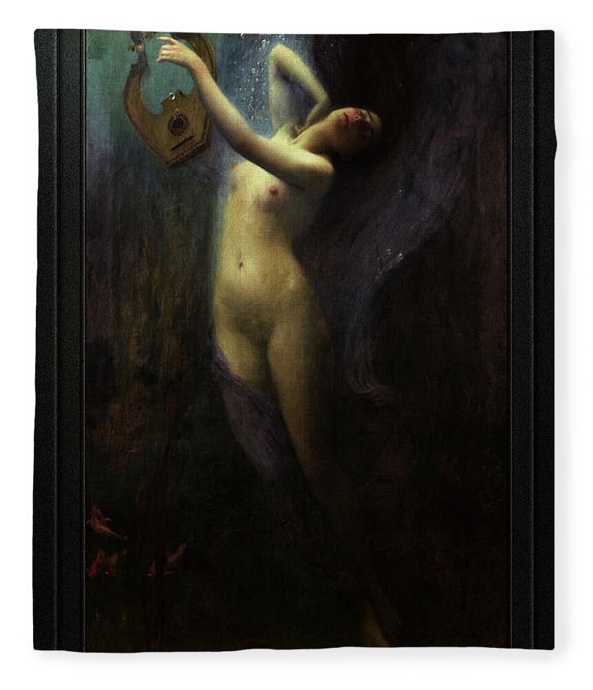 Ocean Deep Fleece Blanket featuring the painting Death of Sappho by Charles Amable Lenoir Old Master Reproduction by Rolando Burbon