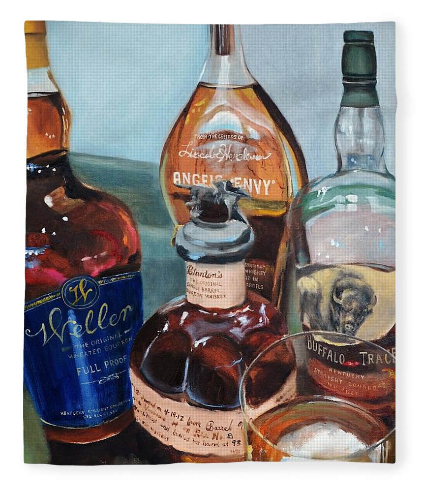 Bourbon Fleece Blanket featuring the painting Decisions Decisions Bourbon Painting by Donna Tuten