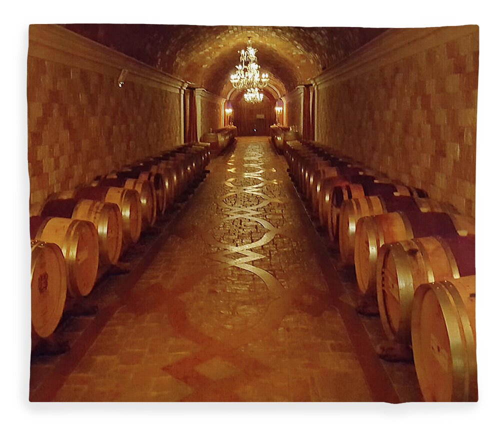 Fleece Blanket featuring the photograph Del Dotto Barrel Tasting Cave by Harold Rau