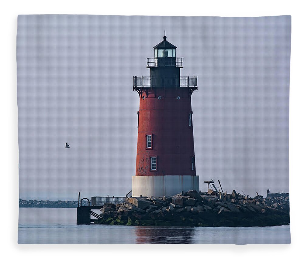 Lighthouse Fleece Blanket featuring the photograph Delaware Breakwater East End Lighthouse by Rose Guinther