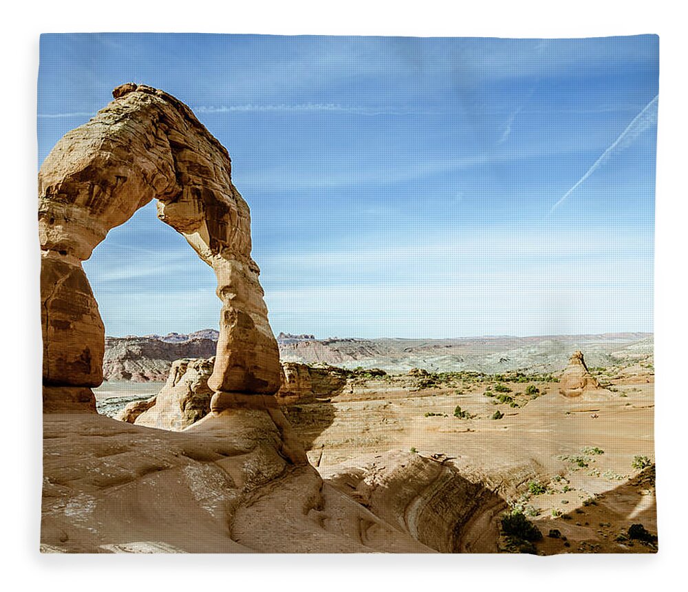 Desert Fleece Blanket featuring the photograph Delicate Arch by Margaret Pitcher