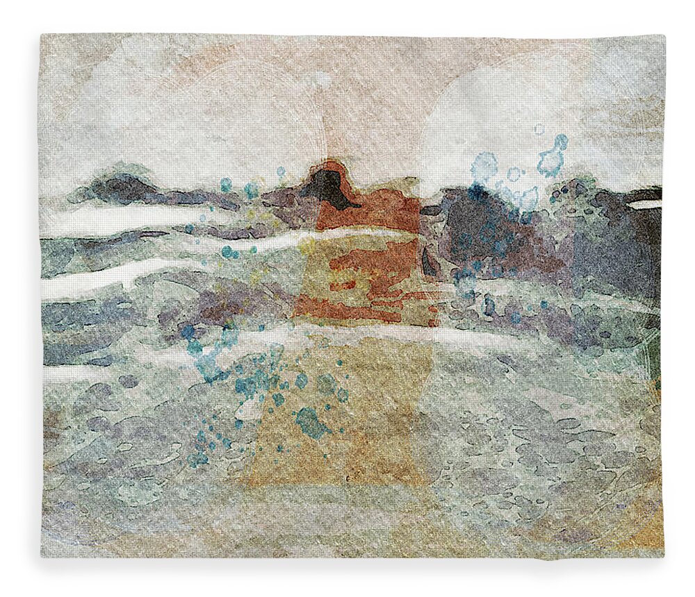Watercolor Fleece Blanket featuring the mixed media Deluge- The End of the Drought Abstract Watercolor by Shelli Fitzpatrick