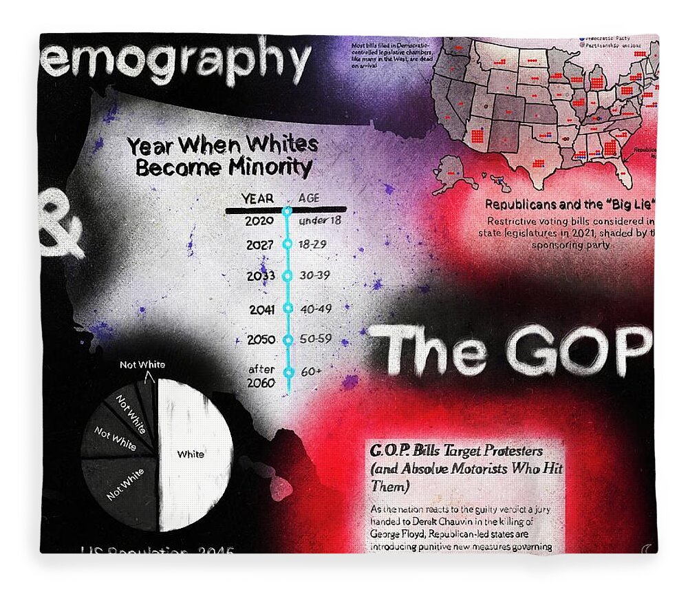  Fleece Blanket featuring the digital art Demography and the GOP by Jason Cardwell