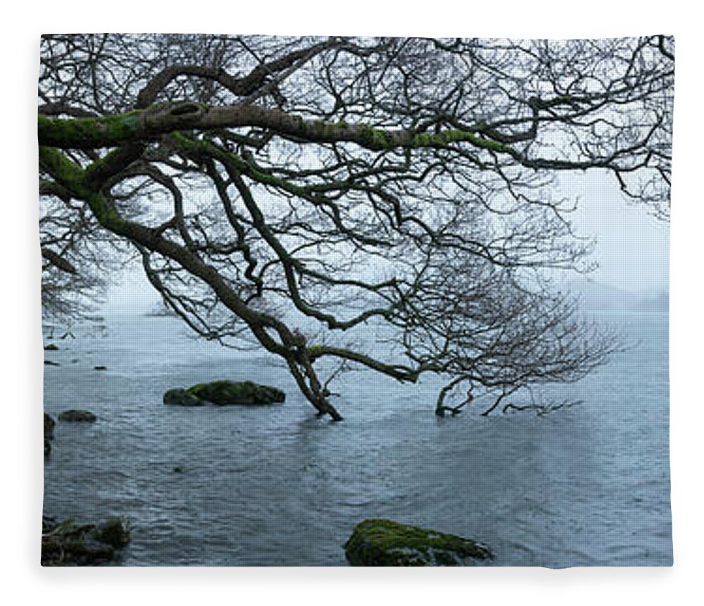 Panorama Fleece Blanket featuring the photograph Derwentwater Shore Lake District 2 by Sonny Ryse