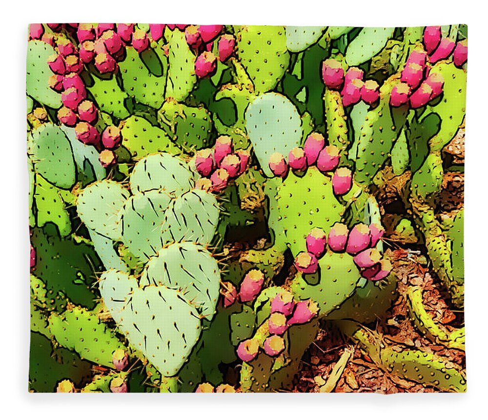 Pink Fleece Blanket featuring the mixed media Desert ornaments by Tatiana Travelways