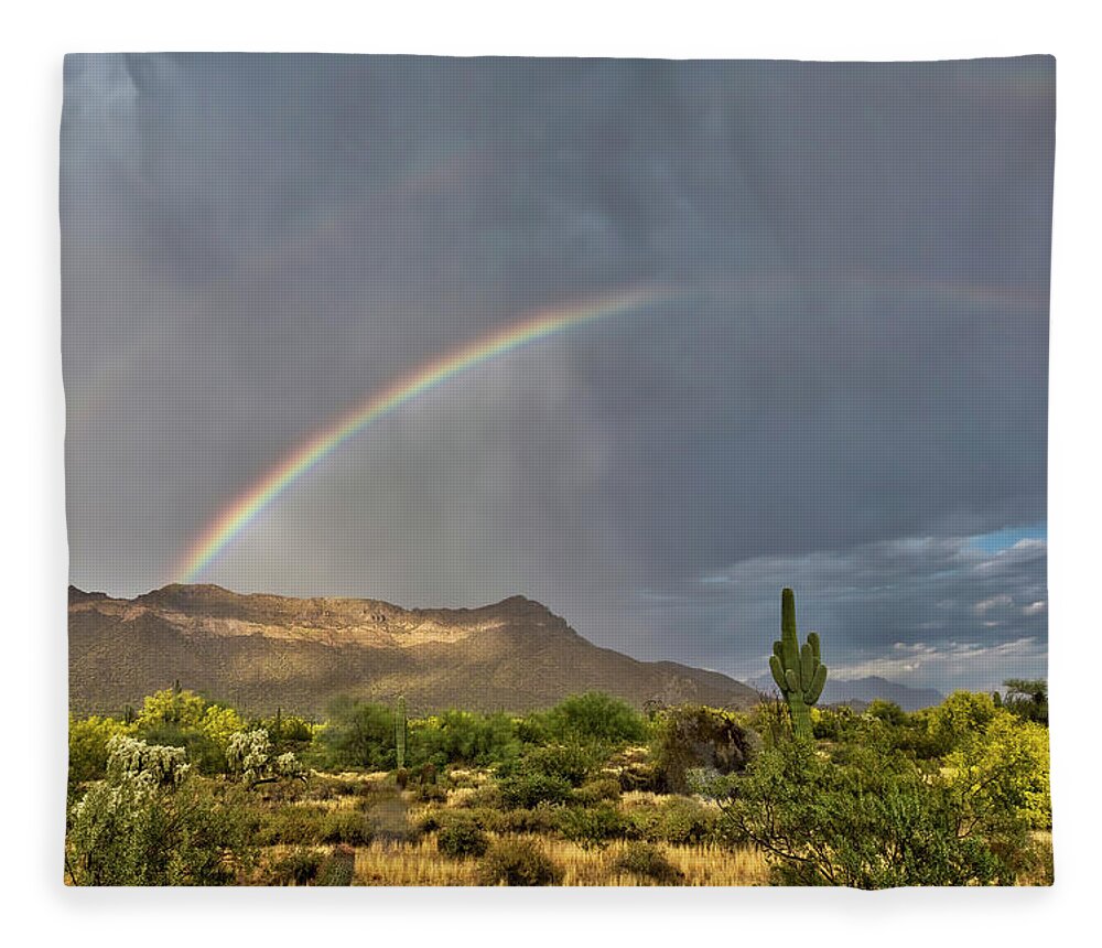 Rainbow Fleece Blanket featuring the photograph Desert Rainbow by Jurgen Lorenzen