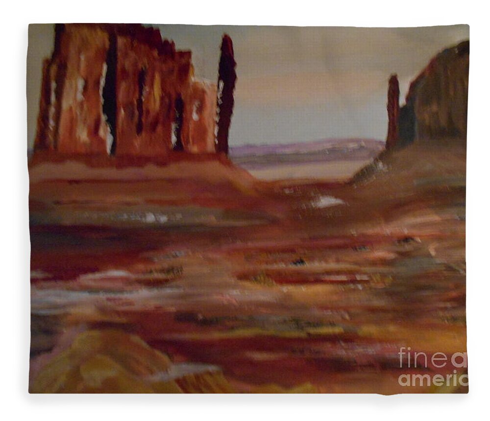 Landscape Fleece Blanket featuring the painting Desert Rise Painting # 378 by Donald Northup