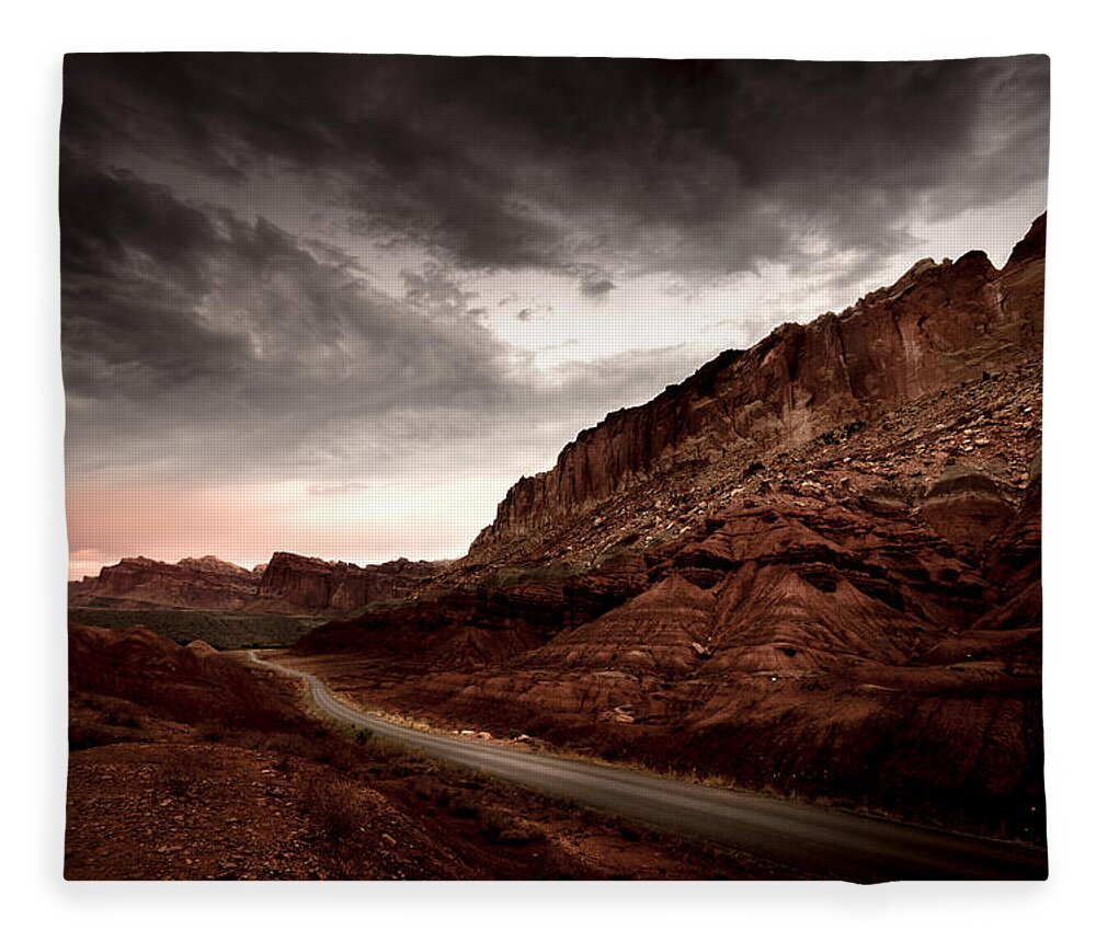 Utah Fleece Blanket featuring the photograph Desert Road - Dusk by Mark Gomez