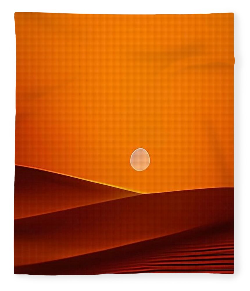  Fleece Blanket featuring the painting Desert Sunset No2 by Bonnie Bruno