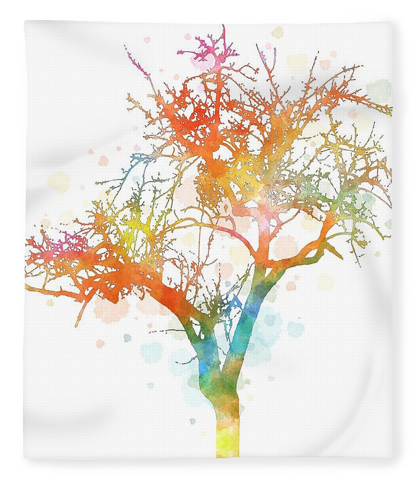 Tree Fleece Blanket featuring the digital art Design 169 multicolor tree by Lucie Dumas