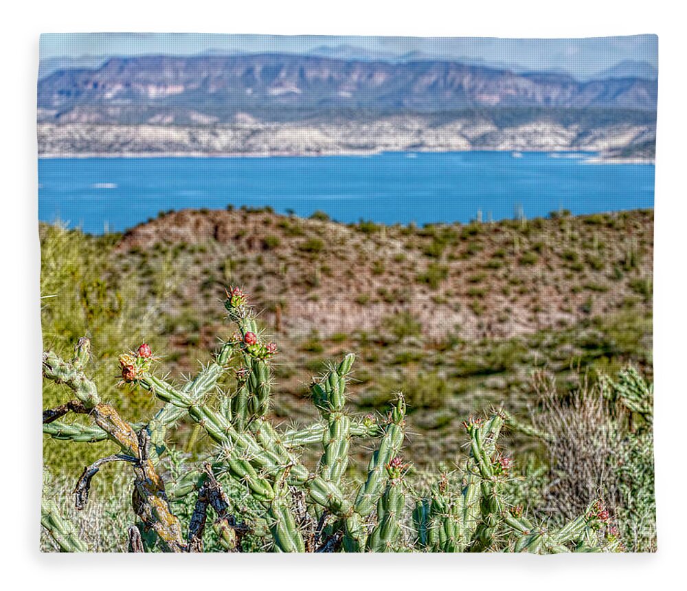 Desert Fleece Blanket featuring the photograph Dessert Lake View by Pamela Dunn-Parrish