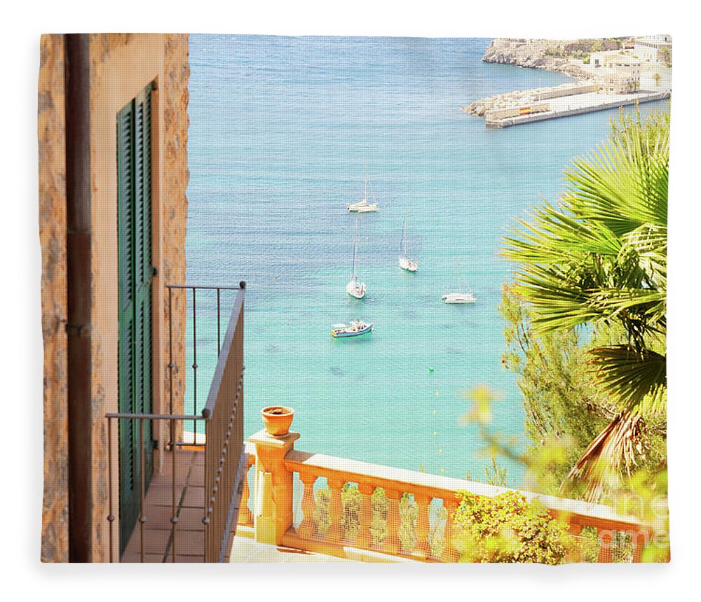 Port Fleece Blanket featuring the photograph Details of Port Soller, Mallorca by Anastasy Yarmolovich