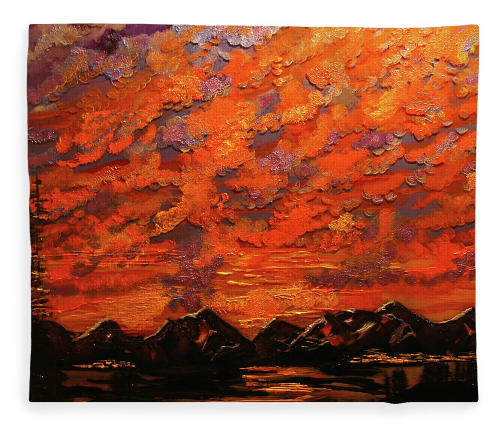 Sunset Fleece Blanket featuring the painting Dillon Sunset by Marilyn Quigley