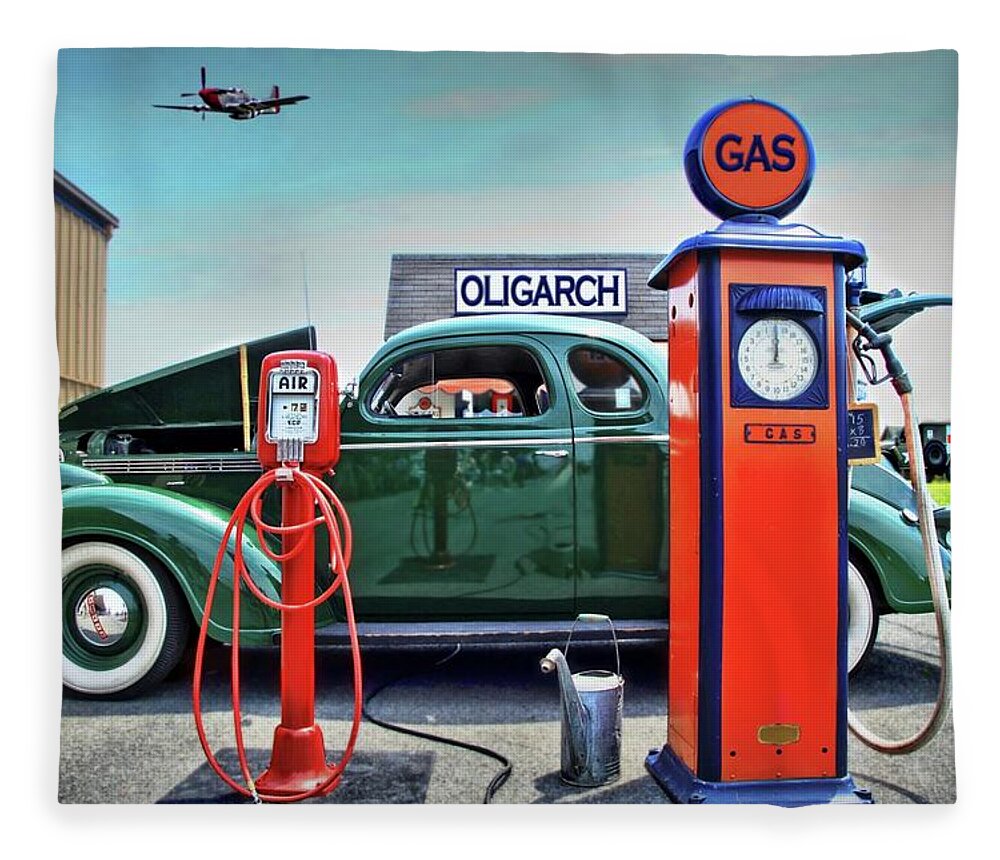 Gas Fleece Blanket featuring the photograph Ding Ding for Service by DJ Florek