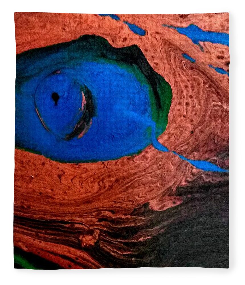 Eye Fleece Blanket featuring the painting Dinos Eye by Anna Adams